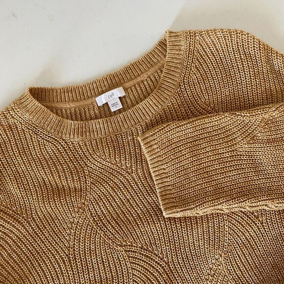 J. Jill Women's Brown Gold Round Neck Cotton Blend Sweater Small - Picture 1 of 10